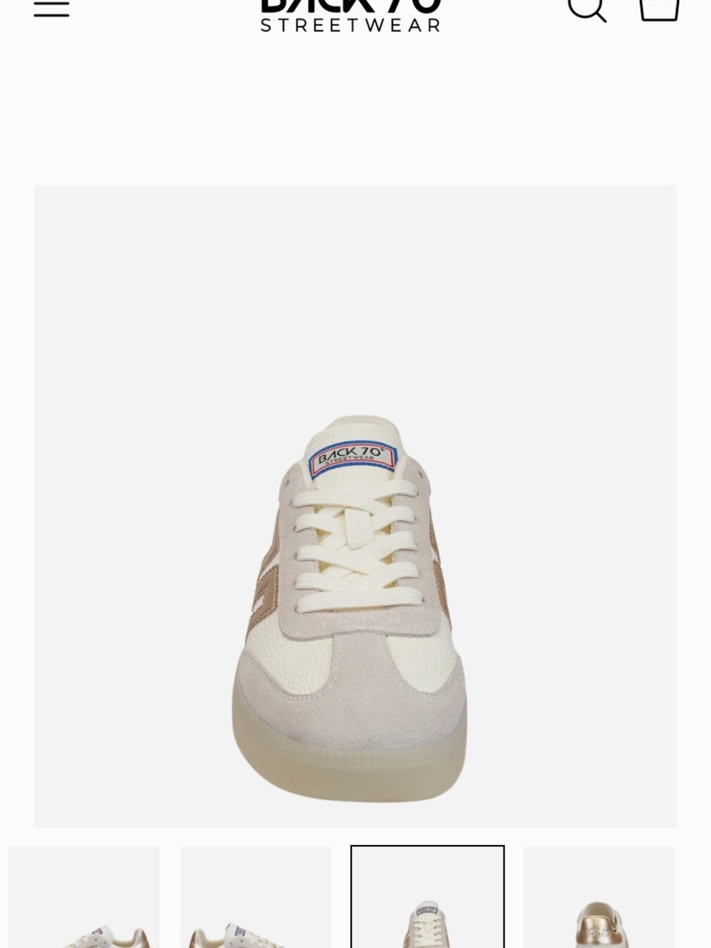 Back 70 Women's Athletic Sneaker in White with Gold Trim - Picture 3 of 5